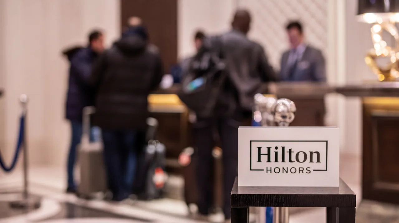 Hilton Bosphorus tabelası ve konuklarla etkinlik karşılama masası